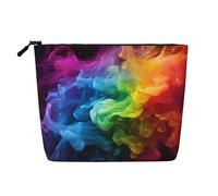 Dwvtfsm Rainbow Smoke Makeup Bag For Women, Waterproof Linen Travel Cosmetic Organizer Lightweight Zipper Travel Toiletry Bag Organizer Makeup Brushes Storage Bag