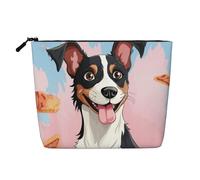 Dwvtfsm Rat Terrier Dog Makeup Bag For Women, Waterproof Linen Travel Cosmetic Organizer Lightweight Zipper Travel Toiletry Bag Organizer Makeup Brushes Storage Bag