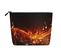 Dwvtfsm Red Flame Music Note Makeup Bag For Women, Waterproof Linen Travel Cosmetic Organizer Lightweight Zipper Travel Toiletry Bag Organizer Makeup Brushes Storage Bag