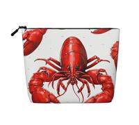 Dwvtfsm Red Lobster Print Makeup Bag For Women, Waterproof Linen Travel Cosmetic Organizer Lightweight Zipper Travel Toiletry Bag Organizer Makeup Brushes Storage Bag