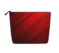 Dwvtfsm Red Stripe Makeup Bag For Women, Waterproof Linen Travel Cosmetic Organizer Lightweight Zipper Travel Toiletry Bag Organizer Makeup Brushes Storage Bag