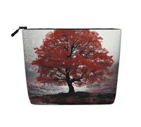 Dwvtfsm Red Tree Makeup Bag For Women, Waterproof Linen Travel Cosmetic Organizer Lightweight Zipper Travel Toiletry Bag Organizer Makeup Brushes Storage Bag