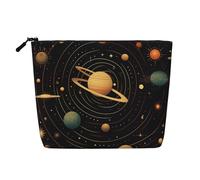 Dwvtfsm Retro Astronomical Pattern Makeup Bag For Women, Waterproof Linen Travel Cosmetic Organizer Lightweight Zipper Travel Toiletry Bag Organizer Makeup Brushes Storage Bag