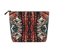 Dwvtfsm Retro Tribal Drawing Pattern Makeup Bag For Women, Waterproof Linen Travel Cosmetic Organizer Lightweight Zipper Travel Toiletry Bag Organizer Makeup Brushes Storage Bag