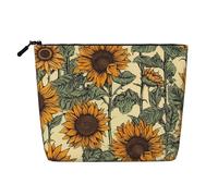 Dwvtfsm Romantic Sunflowers Makeup Bag For Women, Waterproof Linen Travel Cosmetic Organizer Lightweight Zipper Travel Toiletry Bag Organizer Makeup Brushes Storage Bag