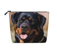 Dwvtfsm Rottweiler Dog Makeup Bag For Women, Waterproof Linen Travel Cosmetic Organizer Lightweight Zipper Travel Toiletry Bag Organizer Makeup Brushes Storage Bag