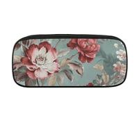 DWVTFSM Rustic Floral Pattern Large Pencil Bag Waterproof Cute Pen Case Travel Cosmetic Leather Makeup Bag Organizer Pen Holder for Men Women
