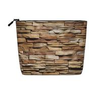 Dwvtfsm Rustic Rocks Brick Wall Makeup Bag For Women, Waterproof Linen Travel Cosmetic Organizer Lightweight Zipper Travel Toiletry Bag Organizer Makeup Brushes Storage Bag