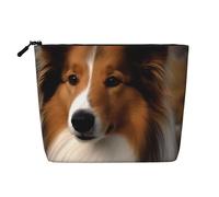 Dwvtfsm Shetland Sheepdog Makeup Bag For Women, Waterproof Linen Travel Cosmetic Organizer Lightweight Zipper Travel Toiletry Bag Organizer Makeup Brushes Storage Bag