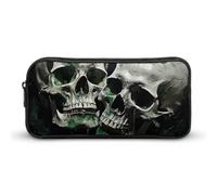 DWVTFSM Showing Two Skulls Pencil Case Pen Bag Large Capacity Cute Pencil Pouch Makeup Cosmetic Bag for Women Men