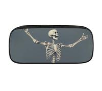 DWVTFSM Skeleton Jump Large Pencil Bag Waterproof Cute Pen Case Travel Cosmetic Leather Makeup Bag Organizer Pen Holder for Men Women