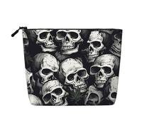 Dwvtfsm Skulls Pattern Makeup Bag For Women, Waterproof Linen Travel Cosmetic Organizer Lightweight Zipper Travel Toiletry Bag Organizer Makeup Brushes Storage Bag