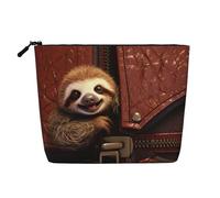 Dwvtfsm Sloth On Zipper Makeup Bag For Women, Waterproof Linen Travel Cosmetic Organizer Lightweight Zipper Travel Toiletry Bag Organizer Makeup Brushes Storage Bag