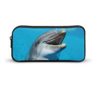DWVTFSM Smiling Face Dolphins Pencil Case Pen Bag Large Capacity Cute Pencil Pouch Makeup Cosmetic Bag for Women Men