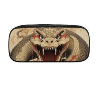DWVTFSM Snake Open Mouth Large Pencil Bag Waterproof Cute Pen Case Travel Cosmetic Leather Makeup Bag Organizer Pen Holder for Men Women