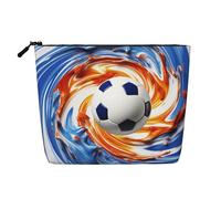 Dwvtfsm Soccer Ball In Blue And White Swirls Makeup Bag For Women, Waterproof Linen Travel Cosmetic Organizer Lightweight Zipper Travel Toiletry Bag Organizer Makeup Brushes Storage Bag