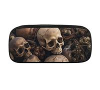 DWVTFSM Some Skull Shapes Large Pencil Bag Waterproof Cute Pen Case Travel Cosmetic Leather Makeup Bag Organizer Pen Holder for Men Women