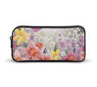 DWVTFSM Spring Flowers Pencil Case Pen Bag Large Capacity Cute Pencil Pouch Makeup Cosmetic Bag for Women Men