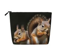 Dwvtfsm Squirrel Animal Makeup Bag For Women, Waterproof Linen Travel Cosmetic Organizer Lightweight Zipper Travel Toiletry Bag Organizer Makeup Brushes Storage Bag