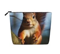 Dwvtfsm Squirrel Funny Animal Makeup Bag For Women, Waterproof Linen Travel Cosmetic Organizer Lightweight Zipper Travel Toiletry Bag Organizer Makeup Brushes Storage Bag