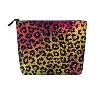 Dwvtfsm Star Leopard Print Makeup Bag For Women, Waterproof Linen Travel Cosmetic Organizer Lightweight Zipper Travel Toiletry Bag Organizer Makeup Brushes Storage Bag
