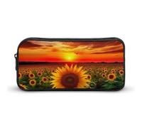 DWVTFSM Sunset Sunflower Pencil Case Pen Bag Large Capacity Cute Pencil Pouch Makeup Cosmetic Bag for Women Men