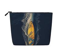 Dwvtfsm Surfboard Makeup Bag For Women, Waterproof Linen Travel Cosmetic Organizer Lightweight Zipper Travel Toiletry Bag Organizer Makeup Brushes Storage Bag