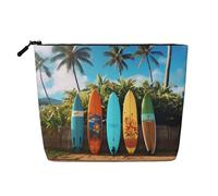 Dwvtfsm Surf'S Up Surfboard Makeup Bag For Women, Waterproof Linen Travel Cosmetic Organizer Lightweight Zipper Travel Toiletry Bag Organizer Makeup Brushes Storage Bag