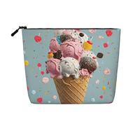 Dwvtfsm Sweet Ice Cream Makeup Bag For Women, Waterproof Linen Travel Cosmetic Organizer Lightweight Zipper Travel Toiletry Bag Organizer Makeup Brushes Storage Bag