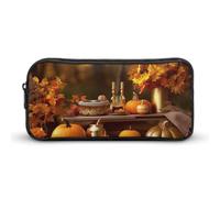 DWVTFSM Thanksgiving Golden Fall Pencil Case Pen Bag Large Capacity Cute Pencil Pouch Makeup Cosmetic Bag for Women Men