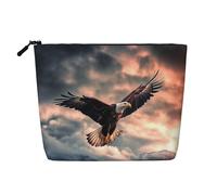 Dwvtfsm The Eagle Flies Bravely In The Sky Makeup Bag For Women, Waterproof Linen Travel Cosmetic Organizer Lightweight Zipper Travel Toiletry Bag Organizer Makeup Brushes Storage Bag