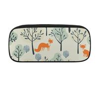 DWVTFSM There Is A Fox in The Tree Large Pencil Bag Waterproof Cute Pen Case Travel Cosmetic Leather Makeup Bag Organizer Pen Holder for Men Women