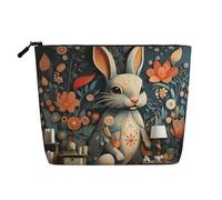 Dwvtfsm There Is A Rabbit On The Wall Pattern Makeup Bag For Women, Waterproof Linen Travel Cosmetic Organizer Lightweight Zipper Travel Toiletry Bag Organizer Makeup Brushes Storage Bag