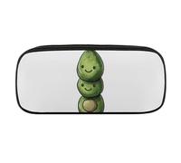 DWVTFSM Three Green Avocados Large Pencil Bag Waterproof Cute Pen Case Travel Cosmetic Leather Makeup Bag Organizer Pen Holder for Men Women