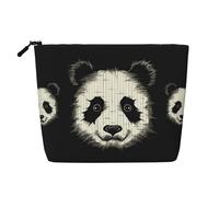 Dwvtfsm Three Lines Panda Head Makeup Bag For Women, Waterproof Linen Travel Cosmetic Organizer Lightweight Zipper Travel Toiletry Bag Organizer Makeup Brushes Storage Bag