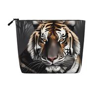Dwvtfsm Tiger At Rest Makeup Bag For Women, Waterproof Linen Travel Cosmetic Organizer Lightweight Zipper Travel Toiletry Bag Organizer Makeup Brushes Storage Bag