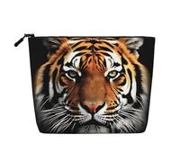 Dwvtfsm Tiger Face Makeup Bag For Women, Waterproof Linen Travel Cosmetic Organizer Lightweight Zipper Travel Toiletry Bag Organizer Makeup Brushes Storage Bag