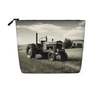 Dwvtfsm Tractor Agriculture Tranquil Makeup Bag For Women, Waterproof Linen Travel Cosmetic Organizer Lightweight Zipper Travel Toiletry Bag Organizer Makeup Brushes Storage Bag
