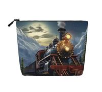 Dwvtfsm Train Makeup Bag For Women, Waterproof Linen Travel Cosmetic Organizer Lightweight Zipper Travel Toiletry Bag Organizer Makeup Brushes Storage Bag