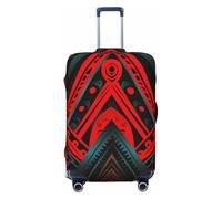 DWVTFSM Travel Luggage Cover Elastic Anti-Scratch Suitcase Protector Washable Travel Suitcase Cover Red And Black Ethnic Pattern Luggage Protector Fits 18-32 Inch Suitcase, Black, L