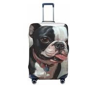 DWVTFSM Travel Luggage Cover Elastic Anti-Scratch Suitcase Protector Washable Travel Suitcase Cover Boston Terrier Luggage Protector Fits 18-32 Inch Suitcase, Black, L