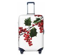 DWVTFSM Travel Luggage Cover Elastic Anti-Scratch Suitcase Protector Washable Travel Suitcase Cover Holly Berry Branches Luggage Protector Fits 18-32 Inch Suitcase, Black, M