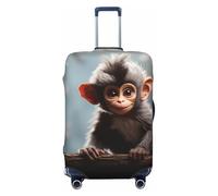 DWVTFSM Travel Luggage Cover Elastic Anti-Scratch Suitcase Protector Washable Travel Suitcase Cover Cute Monkey Luggage Protector Fits 18-32 Inch Suitcase, Black, XL