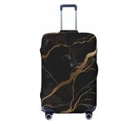 DWVTFSM Travel Luggage Cover Elastic Anti-Scratch Suitcase Protector Washable Travel Suitcase Cover Black Gold Marble Luggage Protector Fits 18-32 Inch Suitcase, Black, S