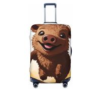 DWVTFSM Travel Luggage Cover Elastic Anti-Scratch Suitcase Protector Washable Travel Suitcase Cover Jumping Boar Animation Luggage Protector Fits 18-32 Inch Suitcase, Black, M