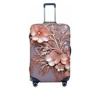 DWVTFSM Travel Luggage Cover Elastic Anti-Scratch Suitcase Protector Washable Travel Suitcase Cover Rose Gold Elegant Decorative Floral Luggage Protector Fits 18-32 Inch Suitcase, Black, M