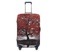DWVTFSM Travel Luggage Cover Elastic Anti-Scratch Suitcase Protector Washable Travel Suitcase Cover Red Tree Luggage Protector Fits 18-32 Inch Suitcase, Black, S