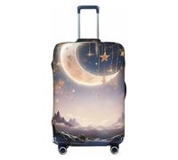 DWVTFSM Travel Luggage Cover Elastic Anti-Scratch Suitcase Protector Washable Travel Suitcase Cover Elegant Moon Stars Luggage Protector Fits 18-32 Inch Suitcase, Black, S