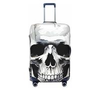 DWVTFSM Travel Luggage Cover Elastic Anti-Scratch Suitcase Protector Washable Travel Suitcase Cover White And Gray Skull Graphics Luggage Protector Fits 18-32 Inch Suitcase, Black, M