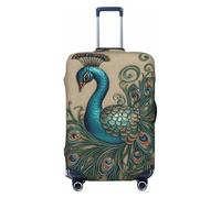 DWVTFSM Travel Luggage Cover Elastic Anti-Scratch Suitcase Protector Washable Travel Suitcase Cover Peacock Pattern Luggage Protector Fits 18-32 Inch Suitcase, Black, S